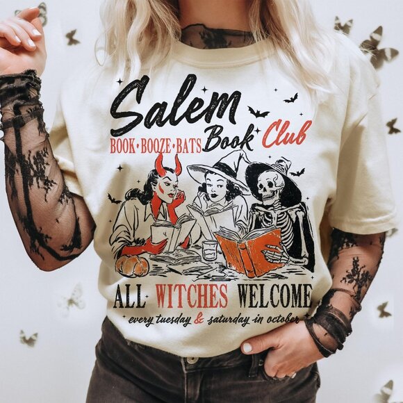 Angel H Other - Witchy Book Club Shirt – Spooky Salem Book Lover Halloween Witch Tee 79